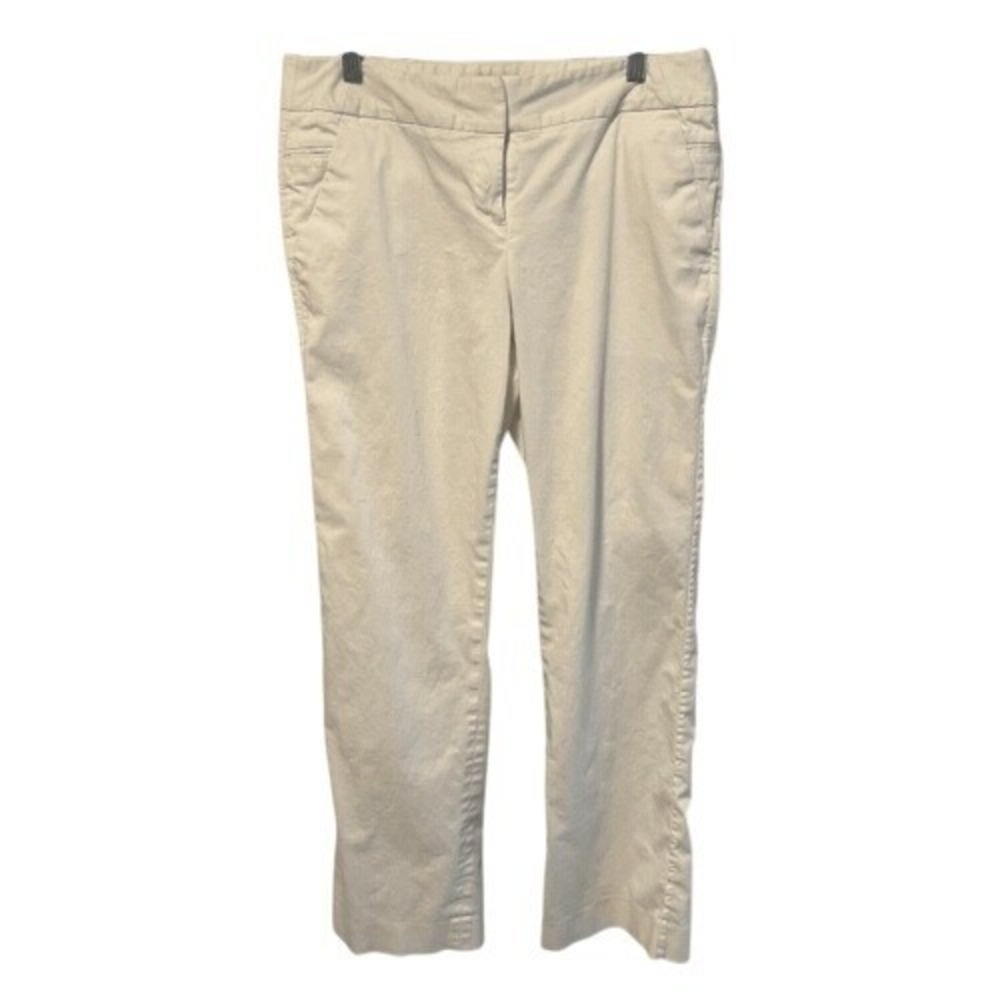Atelier Luxe‎ White Stretch Cotton Straight Leg Pants Size 6 Minimalist